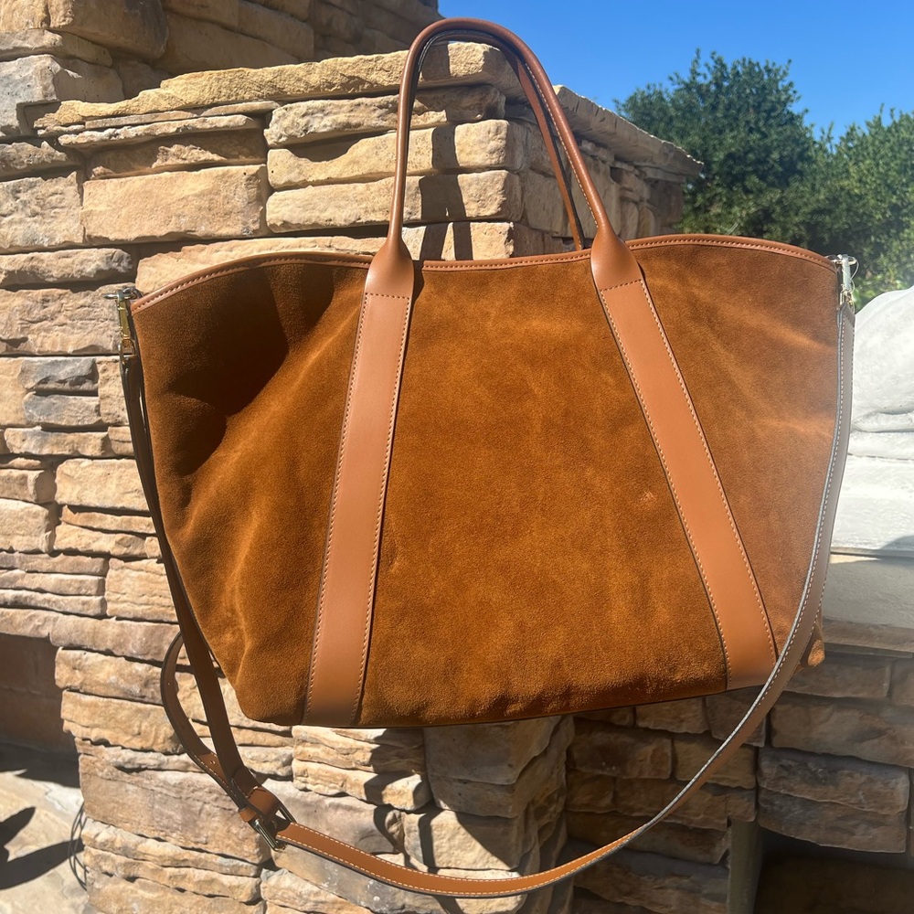 Amerai Italian Brown Suede Tote Bag